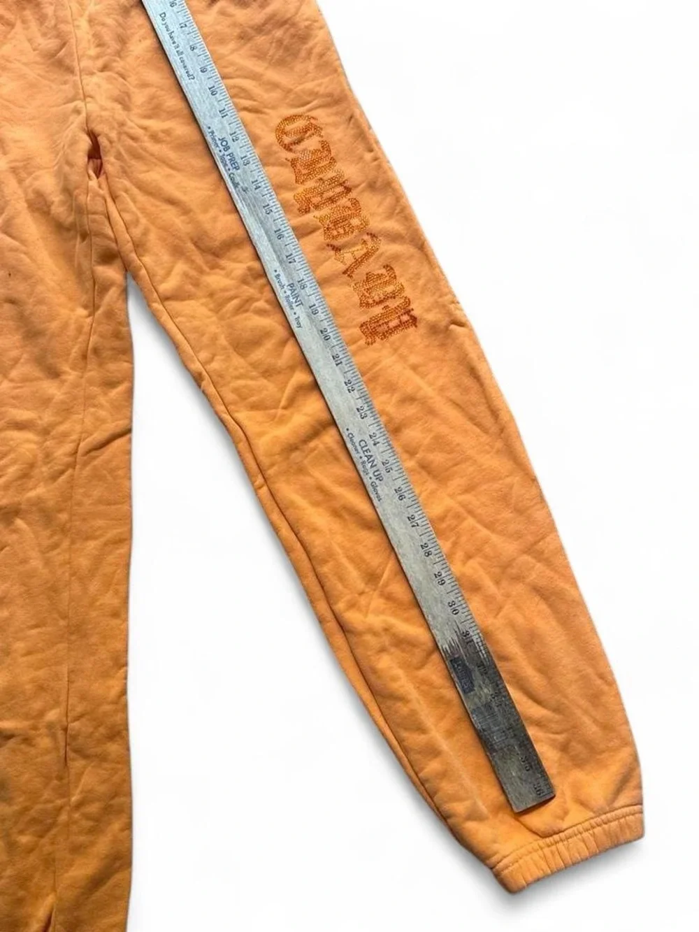 Crybaby 100% Cotton Rhinestone Spell Out Straight Leg Orange Sweatpants